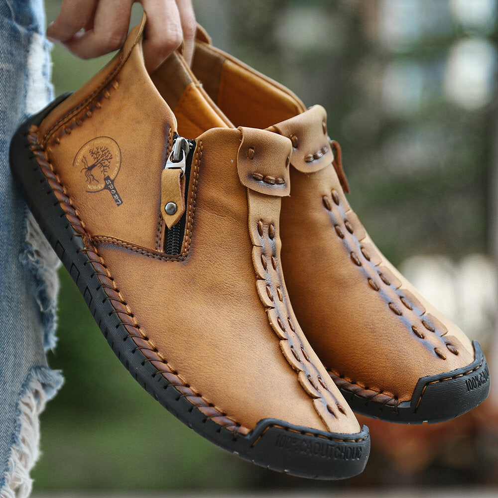 Men Ankle Boots Zipper Outdoor Hiking Shoes Ooho