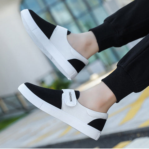 Canvas Flat Shoes Men Velcro Casual Sneakers Ooho