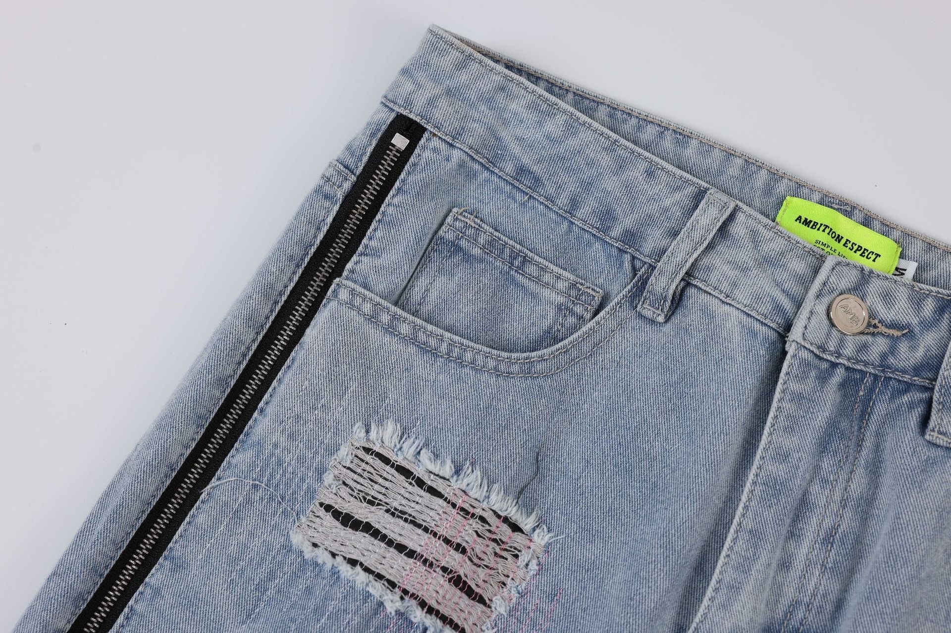 American Street Style Retro Tattered Washed Jeans | Vintage Distressed Denim for Women Ooho