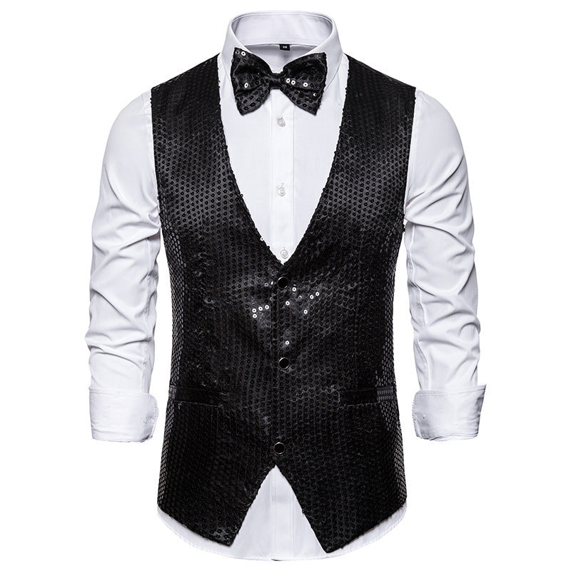 Men's Sequined Vest Performance Dress Jacket Ooho