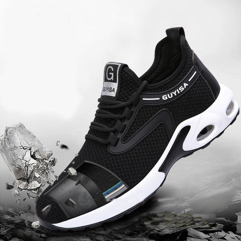 Black Sneakers Men Work Safety Shoes Lightweight Breathable For Gym Travel Work Casual Tennis Running Shoes Ooho