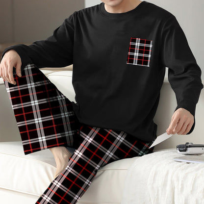 Ice Silk Long Sleeve Long Pants Men's Pajama Set Ooho