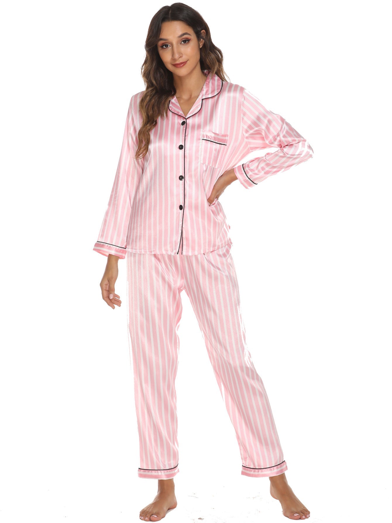 Women's Print Pajama Set Long Sleeve Tops And Pants Loungewear Sleepwear Ooho