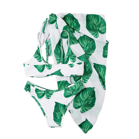 Bikini Printed Three-piece Set Swimsuit For Women Ooho