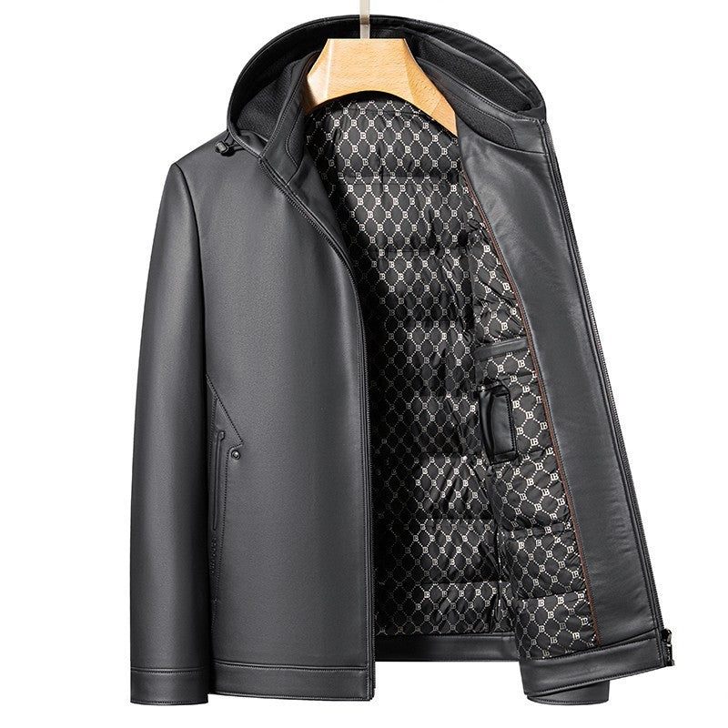 Fashion Personality Leather Down Jacket Men Ooho