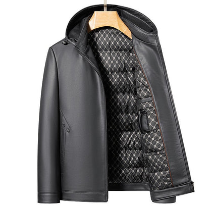 Fashion Personality Leather Down Jacket Men Ooho