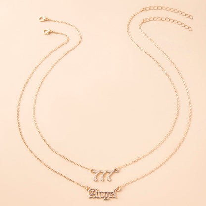 Gold Letter Angel Number 444 777 Multi-layer Chain Necklaces For Women Ooho
