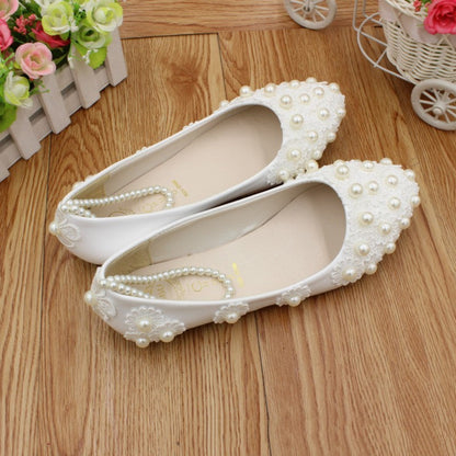 White Wedding Dress Flat Shoes Female Ooho