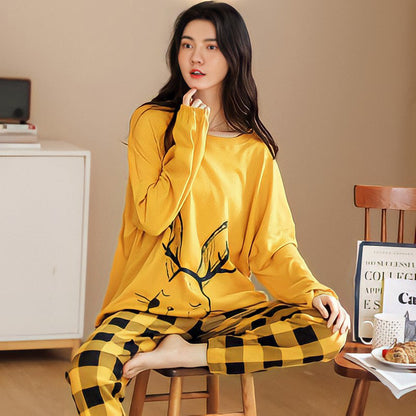 Pajamas Set Women Cute Cartoon Print Sleepwear 2 Piece Lounge Sets Ooho