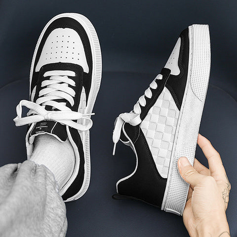 Casual Lace-up Sneakers Men Fashion Breathable Plaid Flats Shoes Ooho