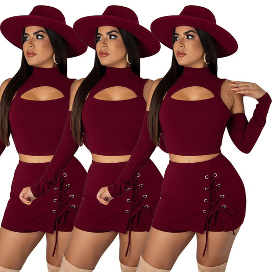 Women’s Eyelet Tie Skirt and Shorts Set | Trendy Two-Piece Summer Outfit for Ladies Ooho