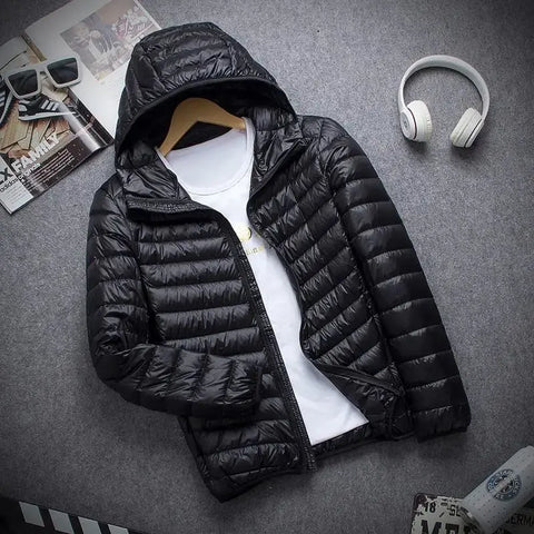 Men's Stand Collar Hooded Short Ultra-thin Down Jacket Ooho