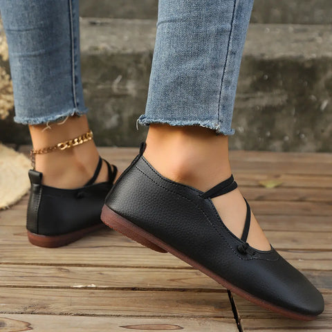 Fashion Square Toe Flats Shoes Shallow Slip-on  Loafers Casual Cozy Shoes Ooho