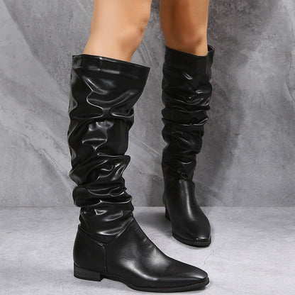 Long Boots White Cowboy Boots Women Pointed Toe Shoes Ooho