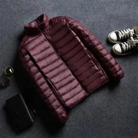 Men's Stand Collar Hooded Short Ultra-thin Down Jacket Ooho