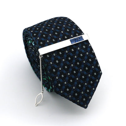 Pure Copper Metal Double Plating Red Crystal Blue Crystal Tie Clip