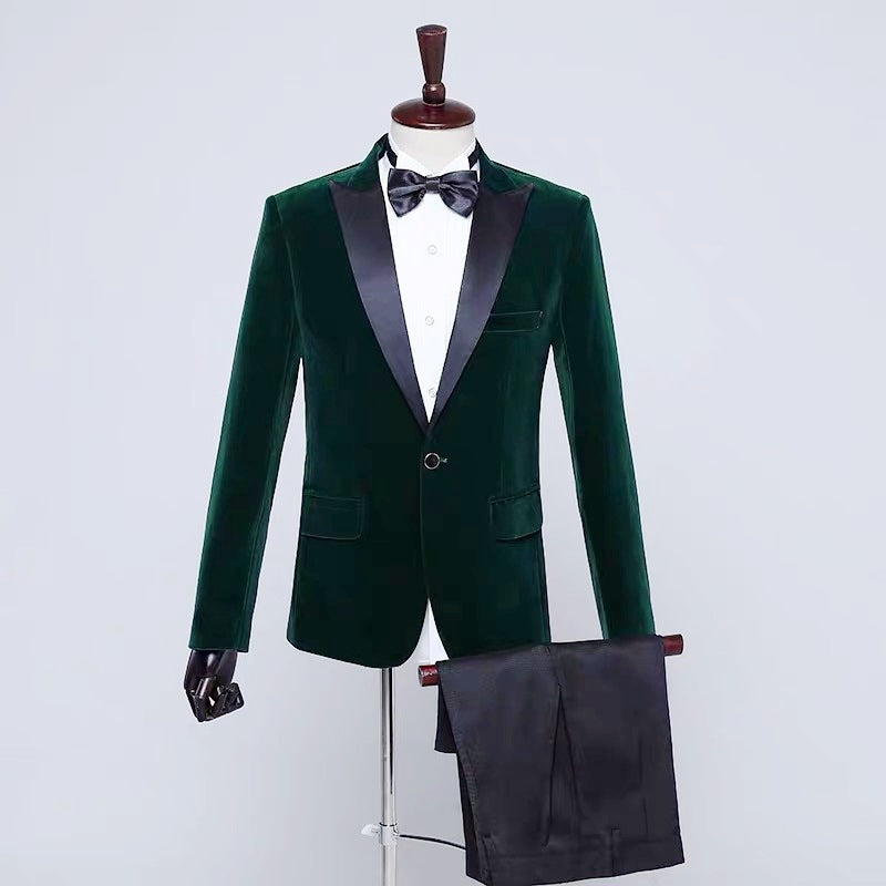 Men's Stage Performance Suit Velvet Jacket Ooho