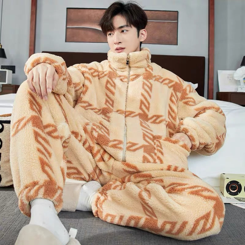 Men's Zipper Pajamas Winter Thickened Ooho