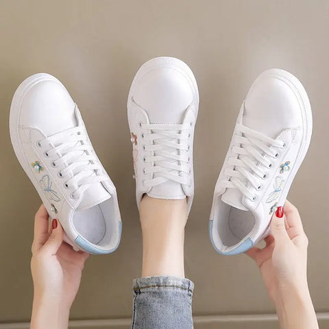 Women's Flat Low-top Sneakers Bow Ooho