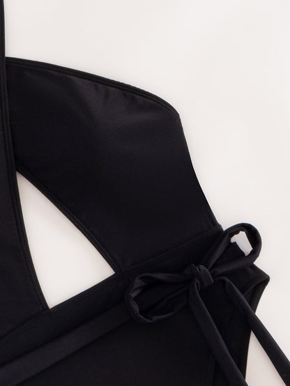 Cross Strap New Solid Color One-piece Swimsuit For Women Ooho