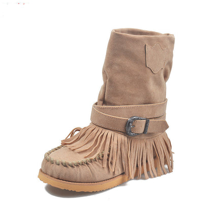 Fringe Middle Boots Women Sexy Tassel Boots Fashion Buckle Ooho