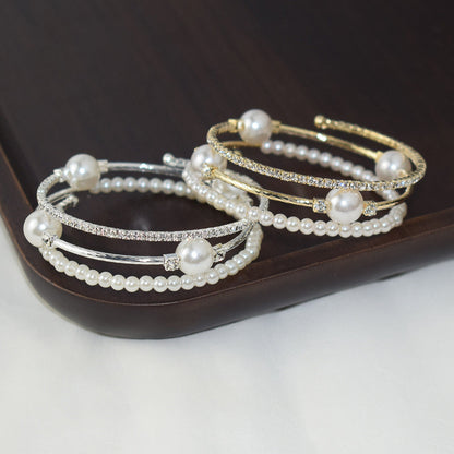 Simple Pearl Rhinestone Bracelet For Women Ooho
