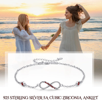Sterling Silver Endless Love Symbol Anklet Charm Adjustable Chain Anklets For Women Ooho