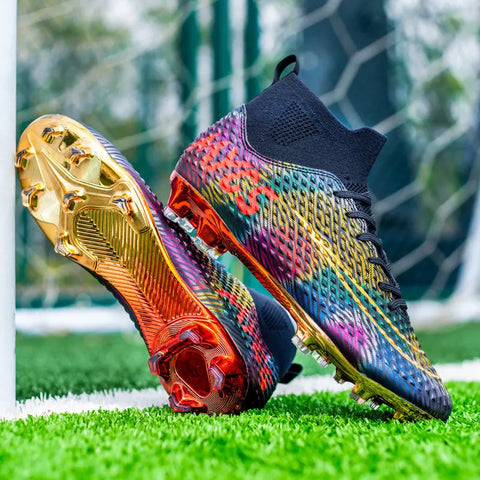 Men's Outdoor Training Gold-plated Bottom High-top Soccer Shoes Ooho 